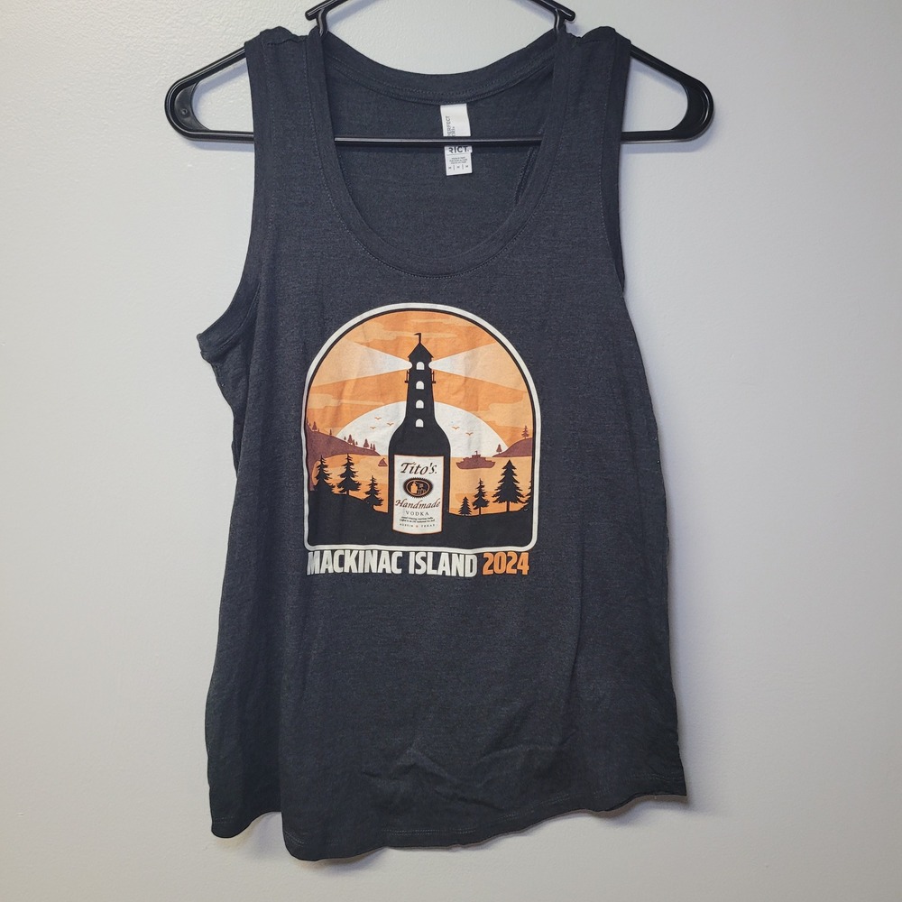 Titos Mackinac Island 2024 Tank Top‎ Womens Medium Charcoal Gray Michigan